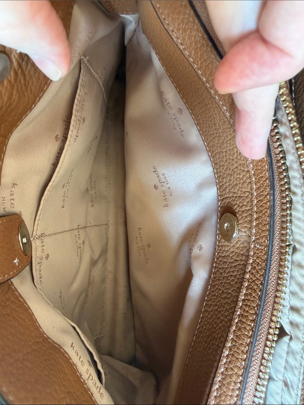 kate spade Tan Pebbled Leather Shoulder Satchel with Leopard Strap - Picture 3 of 5